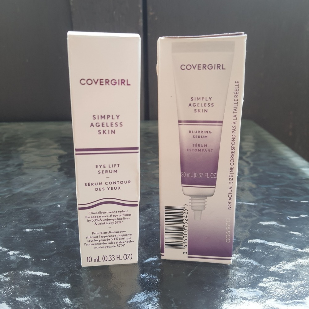 2 PC COVERGIRL Simply Ageless Skin ~ Eye Lift Serum 10mL & Blurring Serum 20mL
